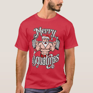 T-shirt Joyeux Squatmas Père Noël Funny Gym Lifting entraî