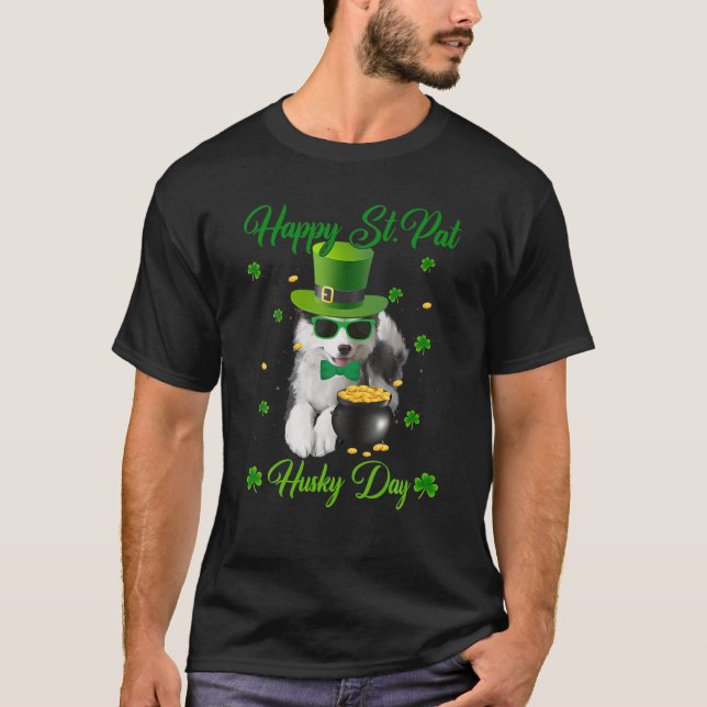 T-shirt Joyeux St. Pat Husky Day Chien St. Patrick's Day (Devant)
