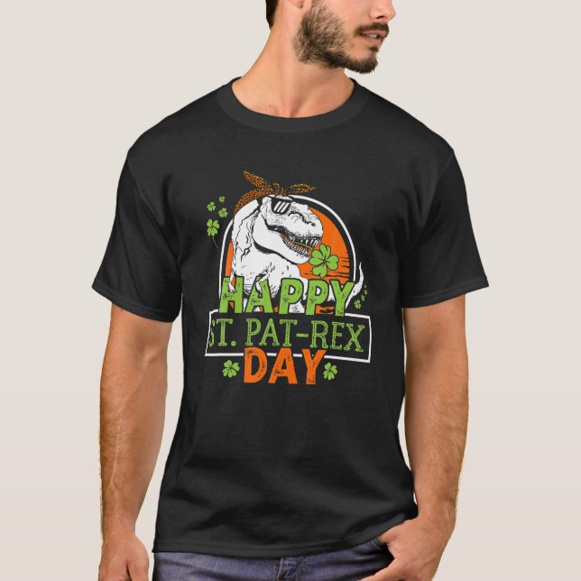 T-shirt Joyeux St Pat-Rex Day Dinosaur St Patrick Dinosaur (Devant)