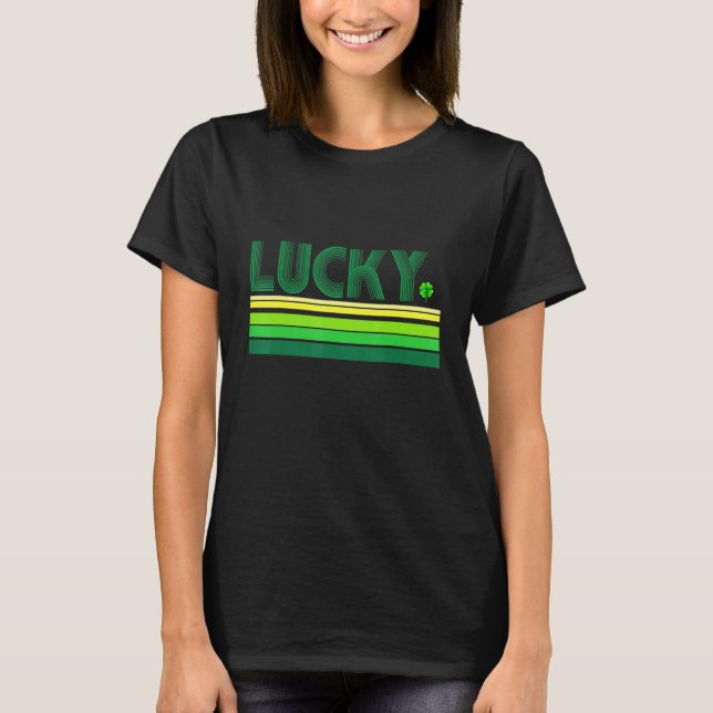 T-shirt Joyeux St Patrick Day Rétro Lucky Shamrock (Devant)