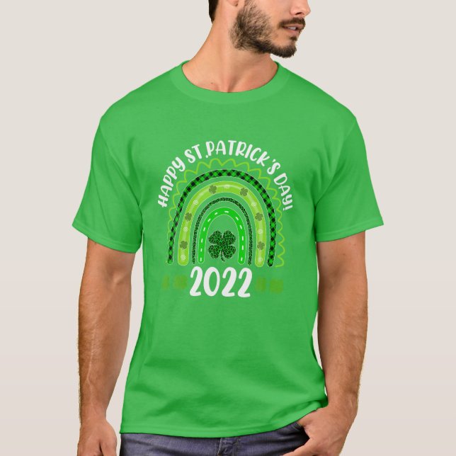 T-shirt Joyeux St Patrick's Day 2022 Rainbow Clover Shamro (Devant)