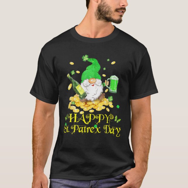 T-shirt Joyeux St. Patrick's Day Gnomes Manger Boire Abeil (Devant)