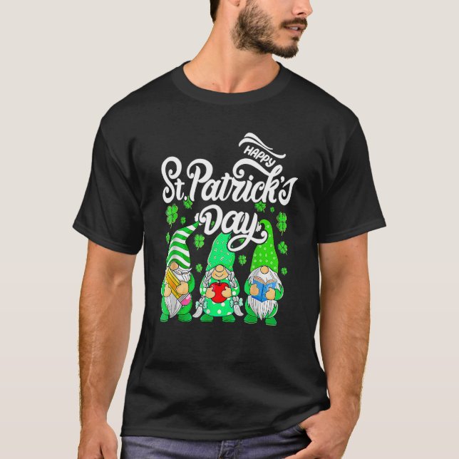 T-shirt Joyeux St Patrick's Day Trois Gnomes Shamrock Esse (Devant)
