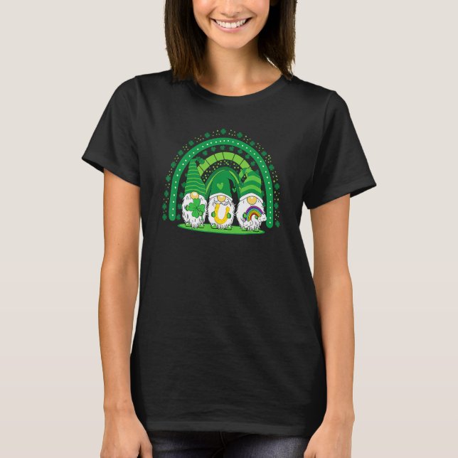T-shirt Joyeux St Patrick's Day Trois Gnomes Shamrock Rain (Devant)