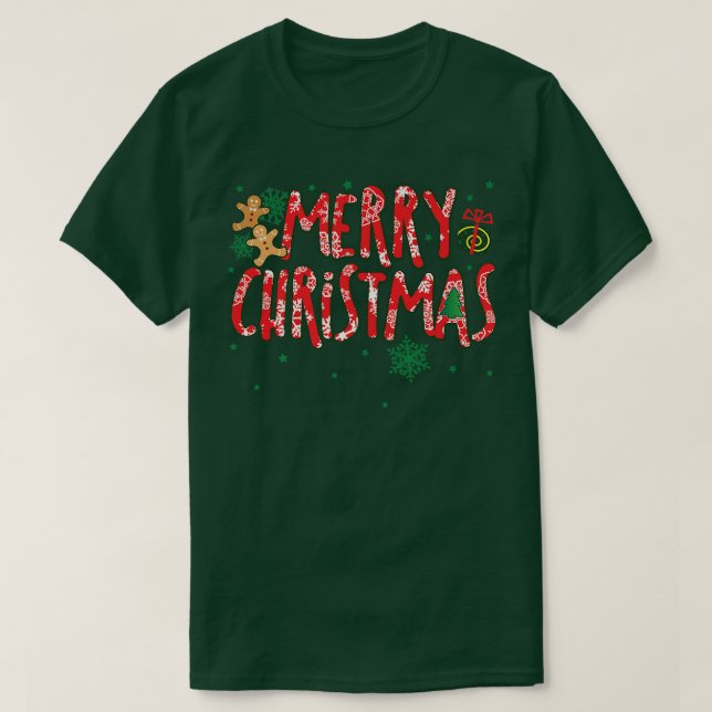 T-shirt Joyeux Sucre de canne de Noël Gingerbrea (Design devant)
