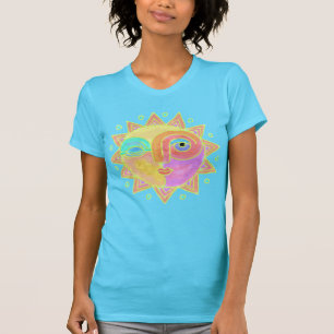 T-shirt Joyeux Sun Face Art Abstrait à porter