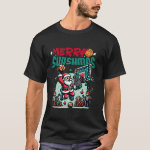 T-shirt Joyeux Swishmas Noël Noël Noël Basketball Funny