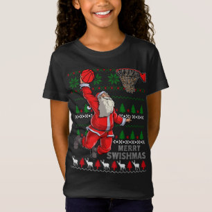 T-Shirt Joyeux Swishmas Père Noël Basketball Ball laide No