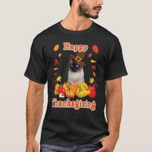 T-shirt Joyeux Thanksgiving Chat Siamois Je Suis Reconnais
