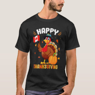 T-shirt Joyeux Thanksgiving Dinde Drapeau Canada Canadien