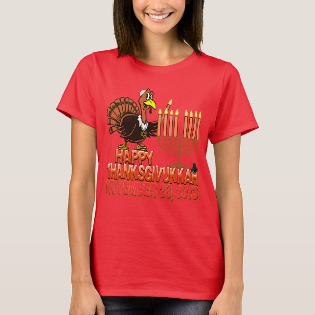 T-shirt Joyeux Thanksgivukkah - Thankgiving Hanoukka Tshir (Devant)