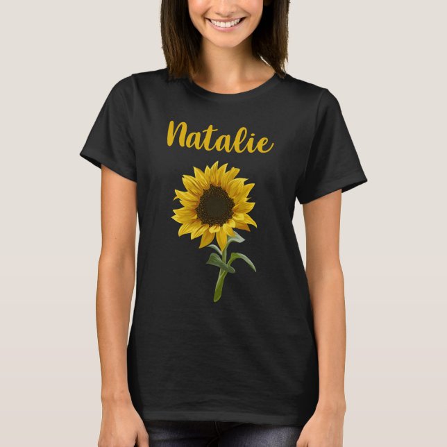 T-shirt Joyeux tournesol - Nom de Natalie (Devant)