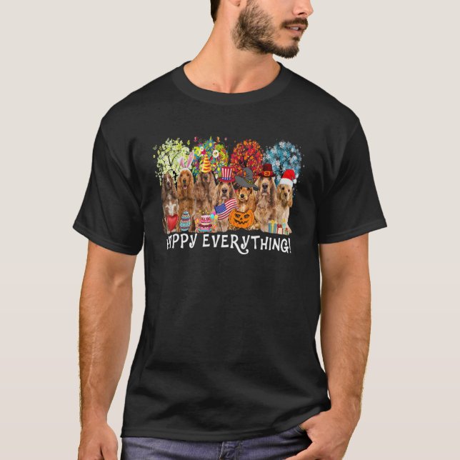 T-shirt Joyeux Tout Cocker Spaniel Chien Saisons Tout Ye (Devant)