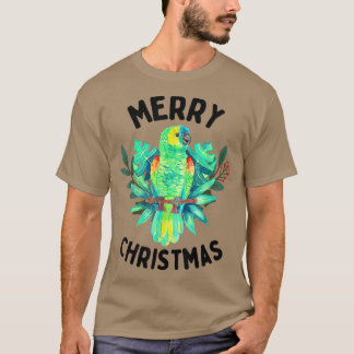 T-shirt Joyeux Tropical Christmas Amazon Parrot Amazon Aqu