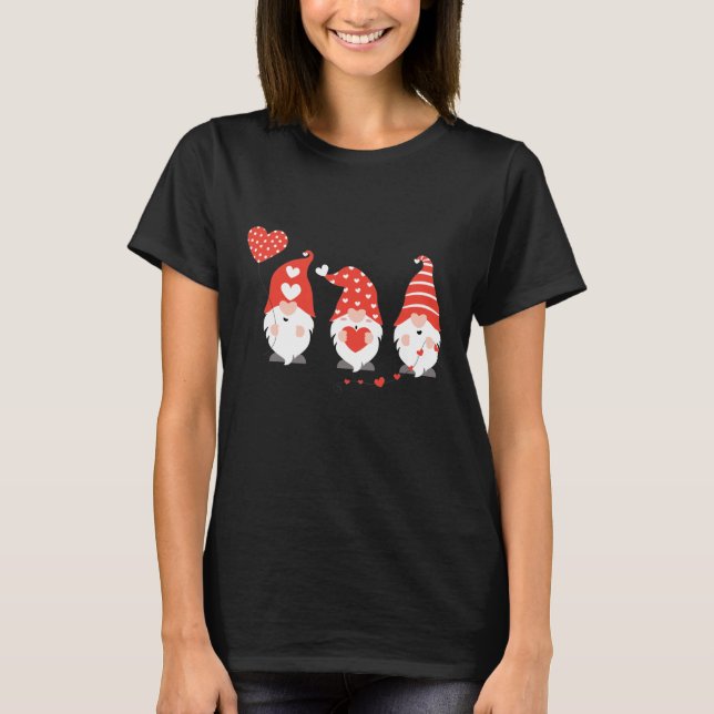 T-shirt Joyeux Valentin Gnomes Rouge Rose (Devant)