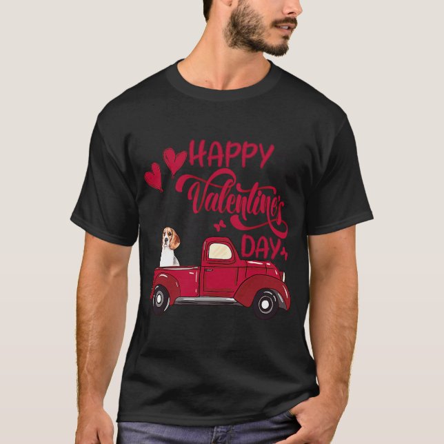 T-shirt Joyeux Valentines Jour Camion Coeur de transport B (Devant)