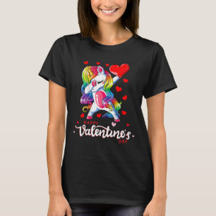 T-shirt Joyeux Valentines Jour Dabbing Unicorn Coeur Rainb