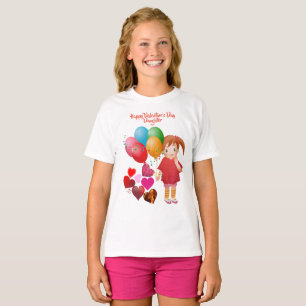 T-shirt Joyeux Valentines Jour Fille Ballons Coeurs mignon