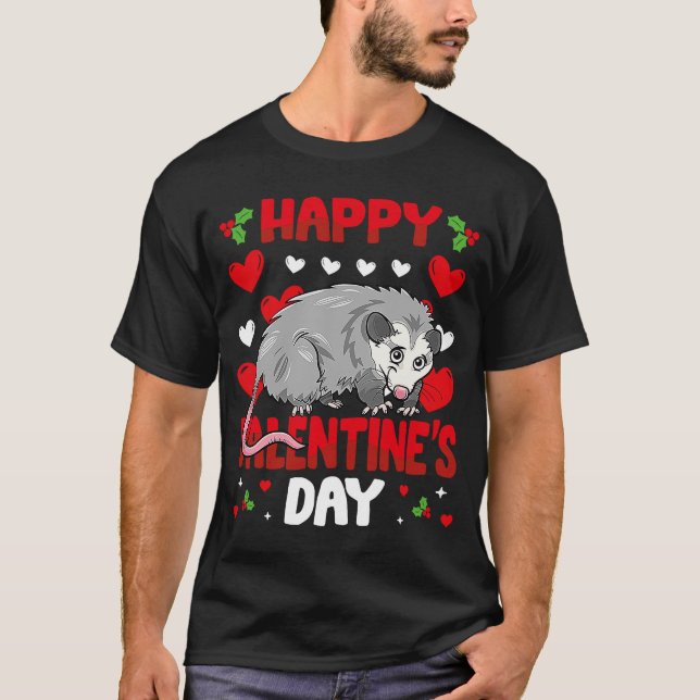 T-shirt Joyeux Valentines Jour Possum Heart Love Animal (Devant)