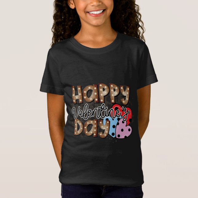 T-Shirt Joyeux Valentines Jour Tomte Trois Coeurs Rose Gar (Devant)