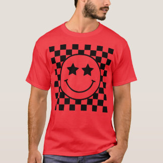 T-shirt Joyeux visage À damiers sourire visage noir couleu
