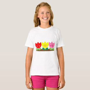 T-shirt Joyeux visage Tulip Fleurs Jardin art