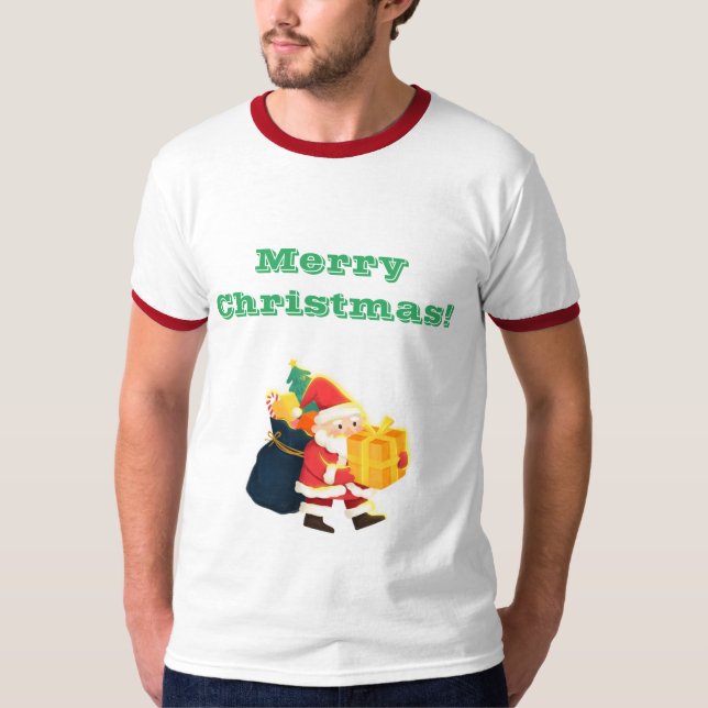 T-shirt Joyeux voeux de Noël Créer son propre texte Ringer (Devant)
