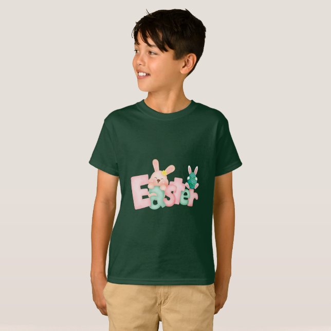 T-shirt Joyeux voeux de Pâques - Baisers de lapin drôle (Devant entier)