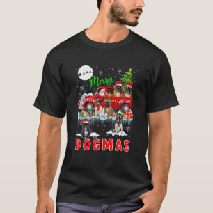 T-shirt Joyeux Xmas Chien Père Noël transportant Français 