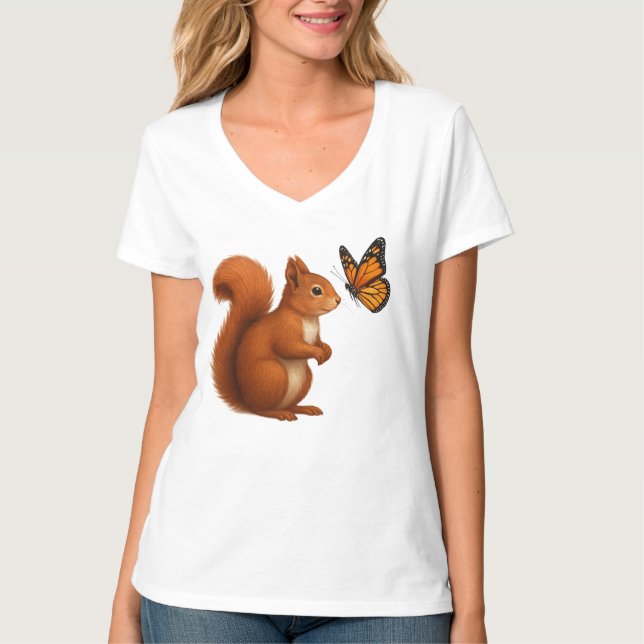 T-shirt Joyful Chase – Happy Squirrel & Butterfly (Devant)