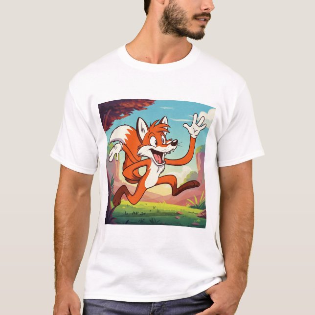 T-shirt Joyful Forest Fox : une aventure joyeux en dessin  (Devant)