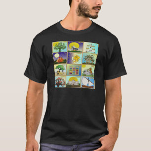 T-shirt Judaica 12 Tribus d'Israël Panneaux d'art