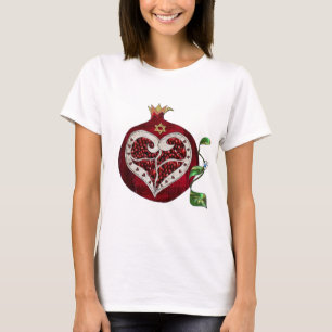 T-shirt Judaica Pomegranate Heart Hanoukka Rosh Hashanah