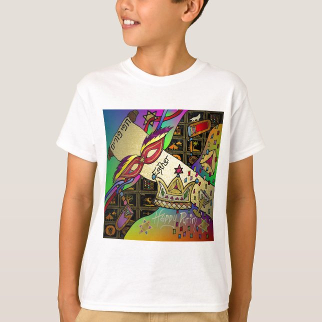 T-shirt Judaica Purim Esther Célébration Art Imprimer (Devant)