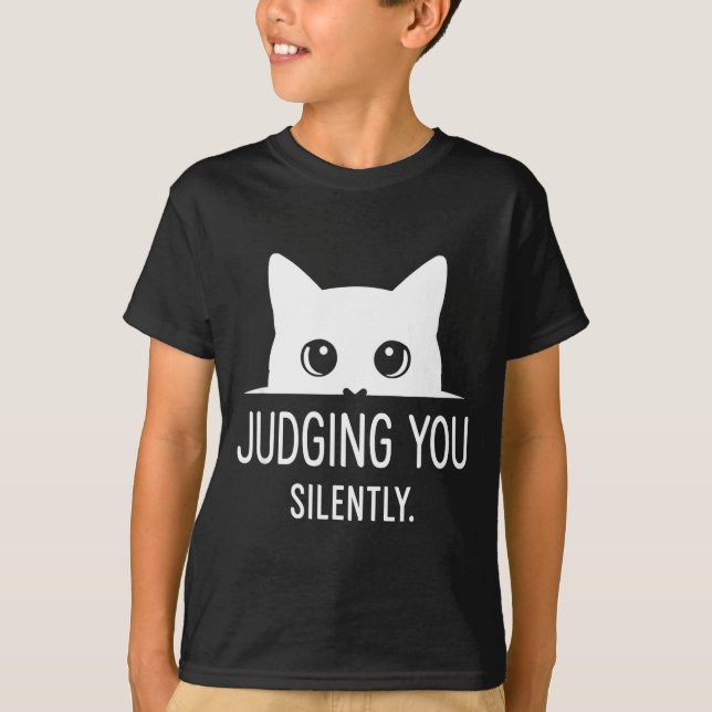 T-shirt Judging You Silently - Funny Cat  (Devant)
