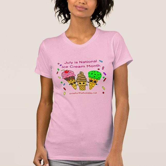 T-shirt Juillet est le mois de la crème glacée (Devant)
