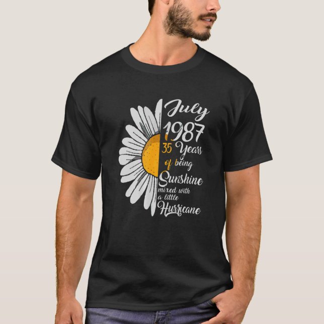 T-shirt Juillet Fille 1987 35e Anniversaire Soleil de 35e  (Devant)
