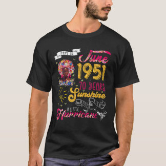 T-shirt Juin 1951 70 Ans De Soleil Mélangé Avec Hurri