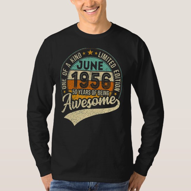 T-shirt Juin 1956 66e anniversaire 66 ans d'être génial (Devant)