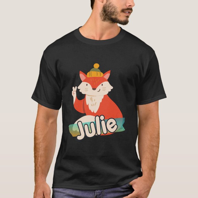 T-shirt Julie - Adorable Nom De Fille Avec Renard Cool (Devant)