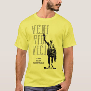 T-shirt Julius Caesar Veni Vidi Vici Mens Jaune Moderne