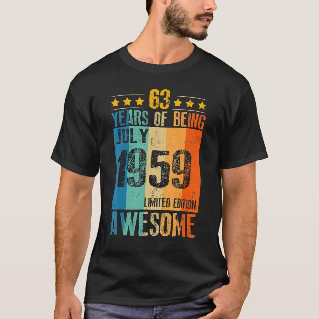 T-shirt July 1959  63 Year Of Being Awesome (Devant)