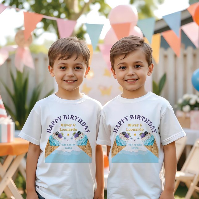 T-shirt Jumeaux cool Crème glacée Garçons fête d'anniversa (Créateur téléchargé)