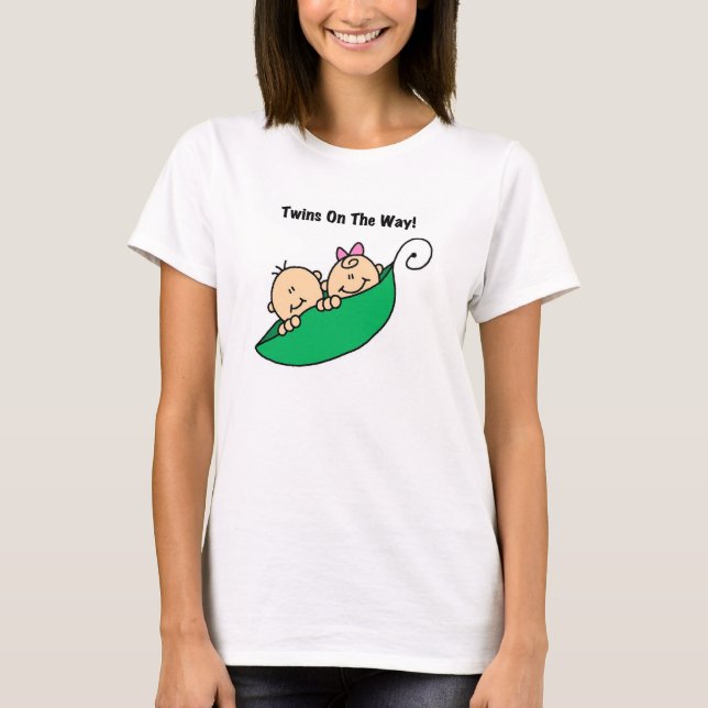 T-shirt Jumeaux de cosse de pois sur le chemin (Devant)