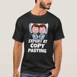 T-shirt Jumeaux Garçons Papa Maman Expert en copier-coller
