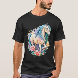 T-shirt Jument de cheval en pastel Beau cheval d'enfants A