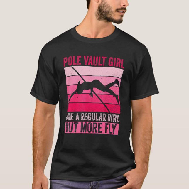 T-shirt Jumper Girl Retro Pole Et Pole Vault Jump Athlète (Devant)
