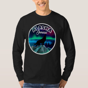 T-shirt Juneau Alaska Aurores Boréales Loup
