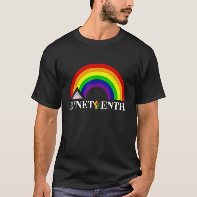 T-shirt Junetdix Rainbow Progress Pride Gay pride L (Devant)