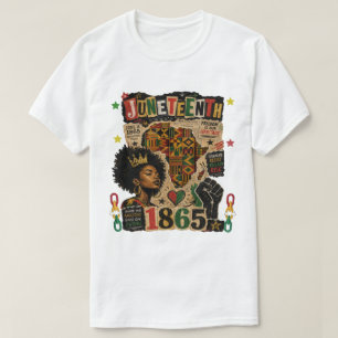 T-shirt Juneteenth 1865 Reine Noire Afro Africaine carte k